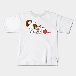 Cat with Ball of Wool Kids T-Shirt